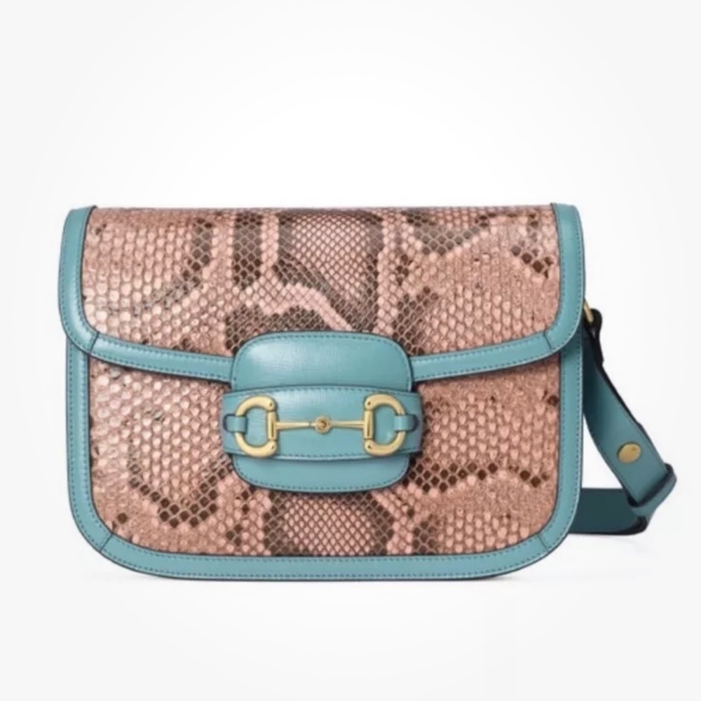 Gucci Horsebit 1955 HORS PYTHON WILD ROSE/DUSTY AZUR Limited Edition- BNW